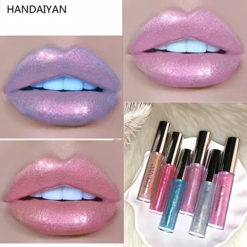 

HANDAIYAN Mermaid Lip Gloss Shimmer Lipstick Waterproof Lipgloss Shiny Glitter Lip Gloss Long Lasting Liquid Metallic Makeup