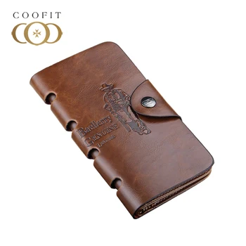 

Coofit Vintage Men's Purse Multi-Pockets Leather Credit Card Wallet Unique Hollow-Carved Design Clutch Purse For Men Boy Gifts