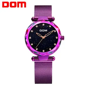 

DOM Fashion Luxury Ladies Crystal Watch Waterproof Rose Gold Steel Mesh Quartz Women Watches Top Brand Clock Relogio Feminino