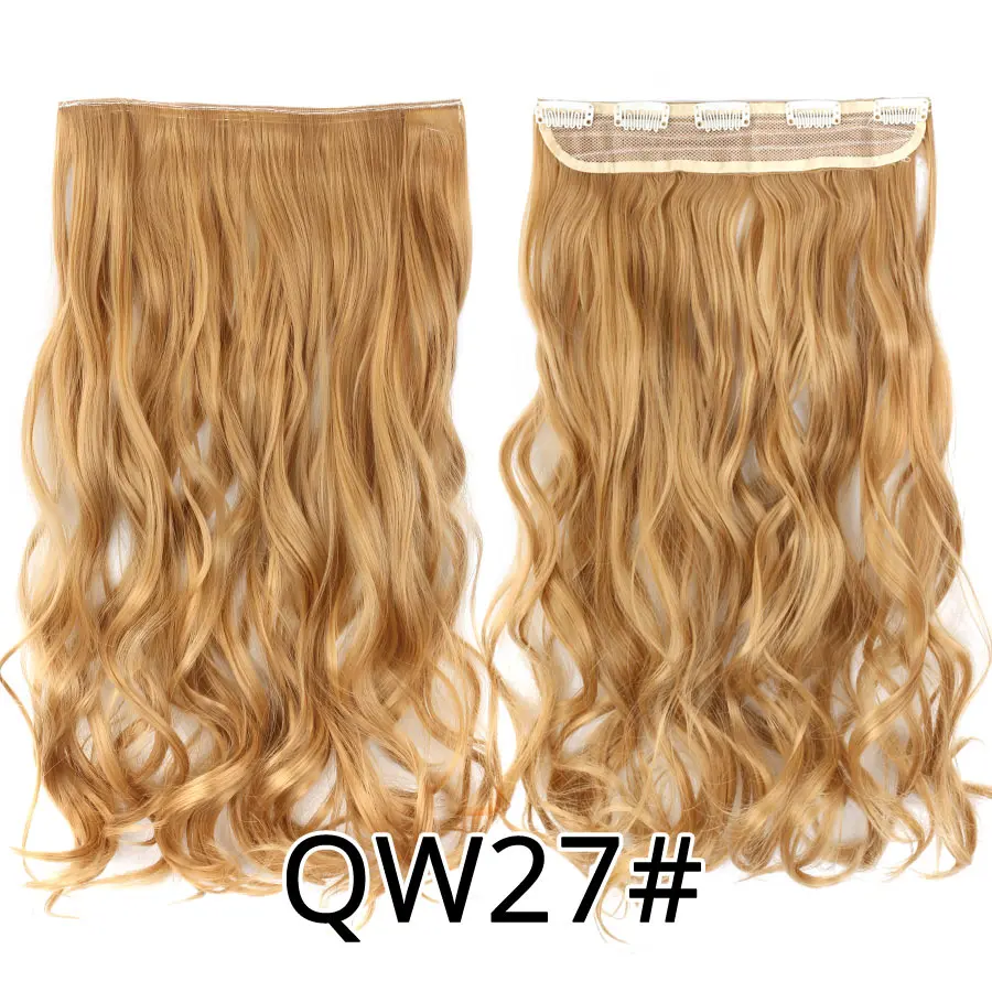 Leeons, 22 дюйма, синтетические волосы для наращивания на 5 клипсах, волнистые натуральные волосы, накладные волосы для женщин и девушек - Цвет: QW27