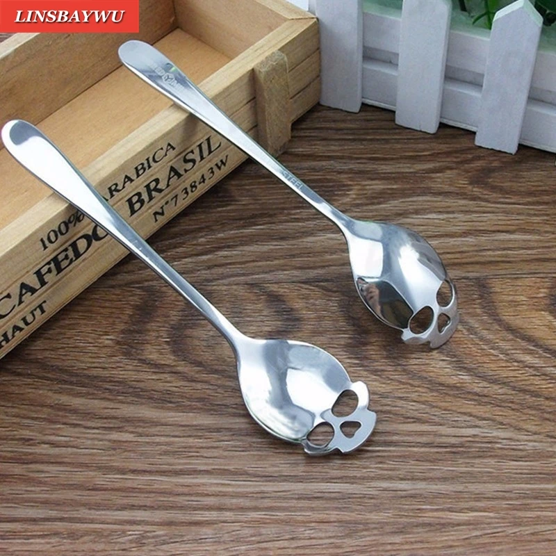 1pcs Sugar Skull Spoon Skull Shaped Dessert Spoon Stainless Coffee