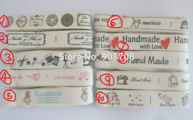

Printed Cotton Ribbon Handmade sewing label bags webbng 5 Yards gift package Ribbons decoration 16410004