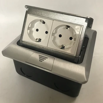 

Top Quality Aluminum Silver Panel EU Standard 2 Way Pop Up Floor Socket Electrical Outlet Available Sockets