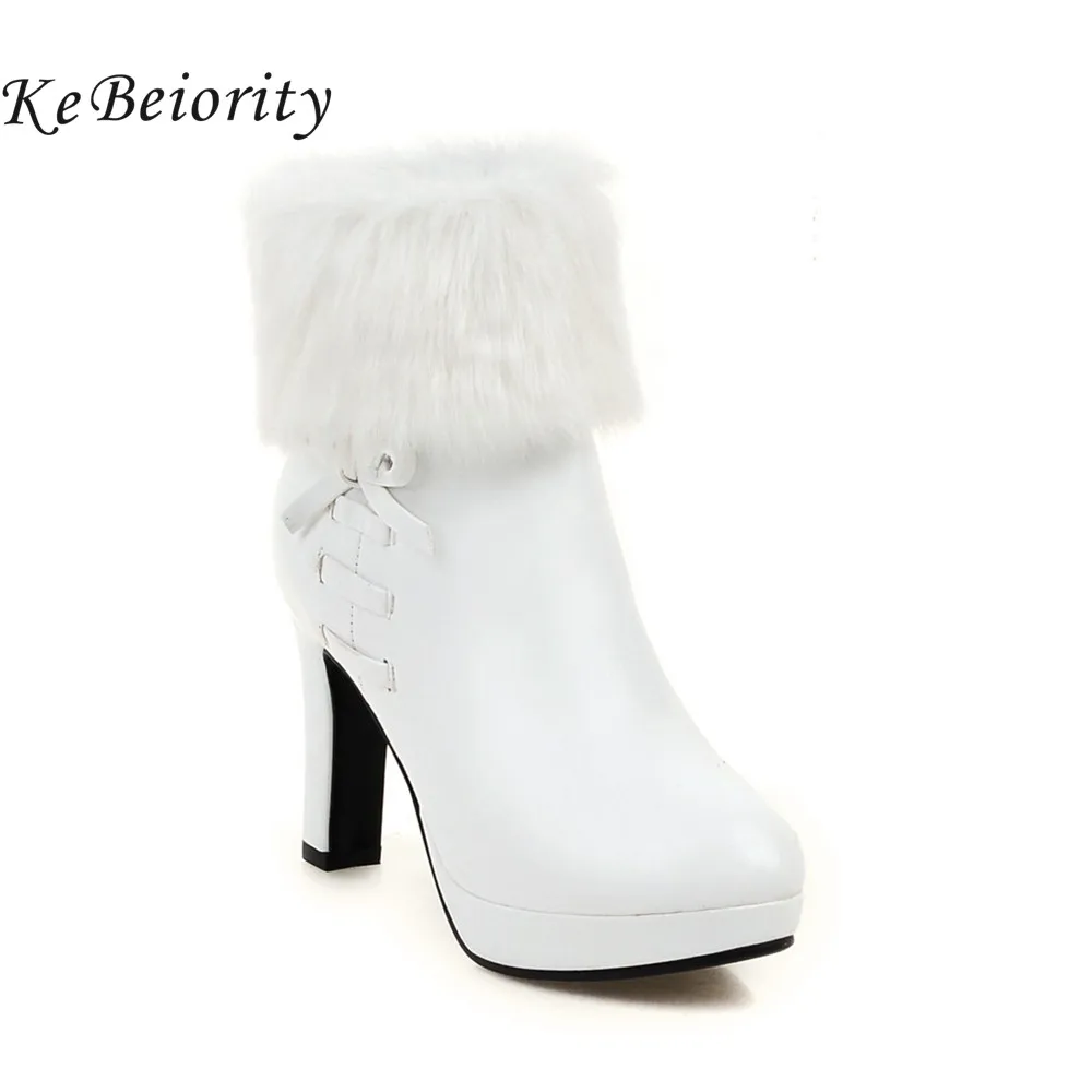

New 2019 high heels boots women autumn and winter boots platform shoes thin heel women black ankle boots heels white shoes