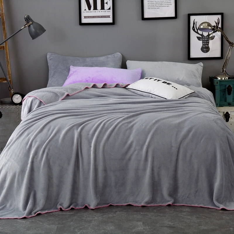 

European Style Star Silver Silver Solid Color Flannel Fabric Bed Blanket Cover For Sofa/ Travel/ Car Plaids Comfortable And Soft