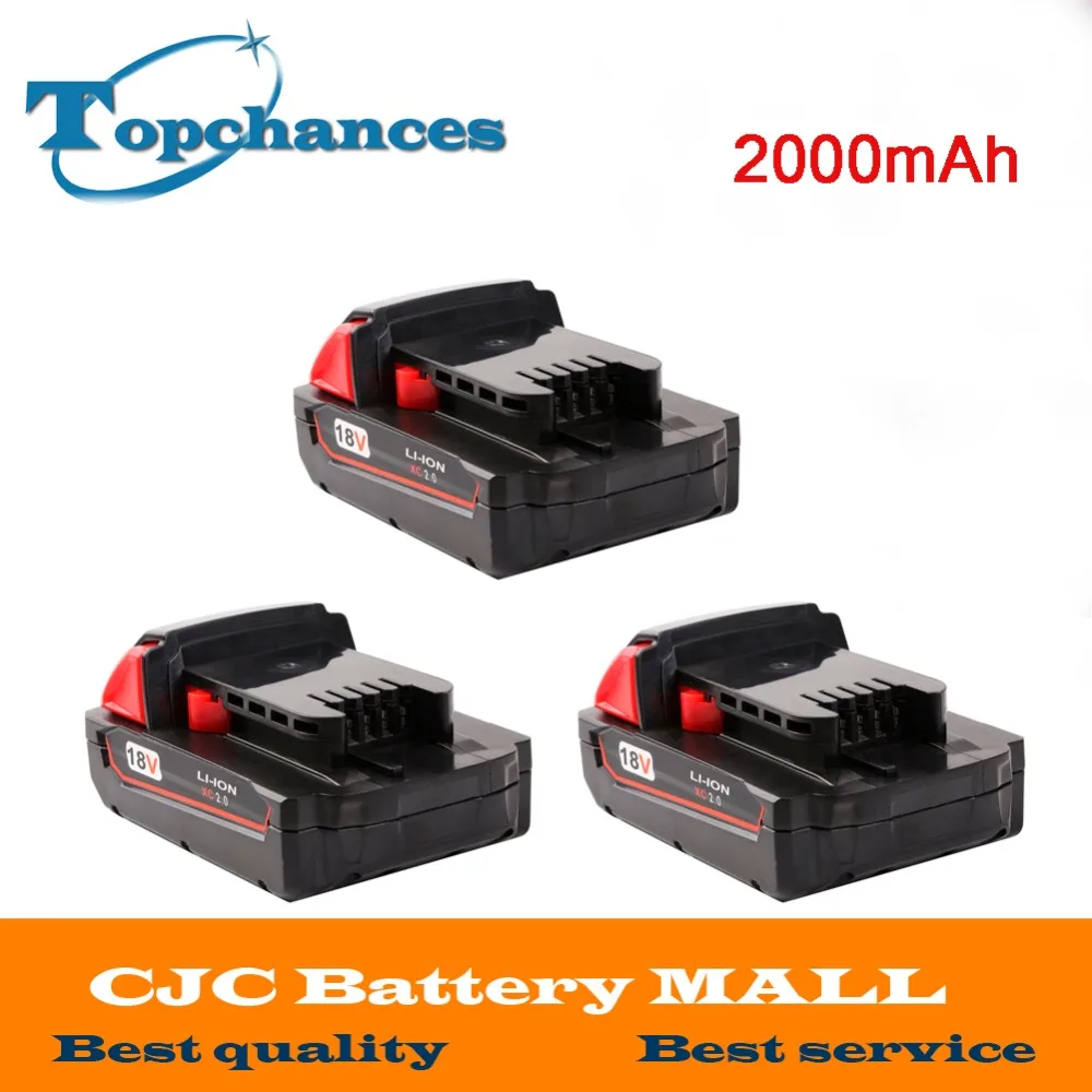 

3X High Quality 18V 2000mAh Li-Ion Replacement Rechargeable Power Tool Battery for Milwaukee M18 XC 48-11-1820 M18B2 M18B4 M18BX