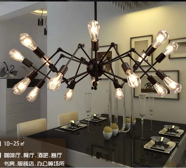 Moderne loft eisen spinne anhänger licht wohnzimmer restaurant retro dekorative hängen lampen-in Pendelleuchten aus Licht & Beleuchtung bei