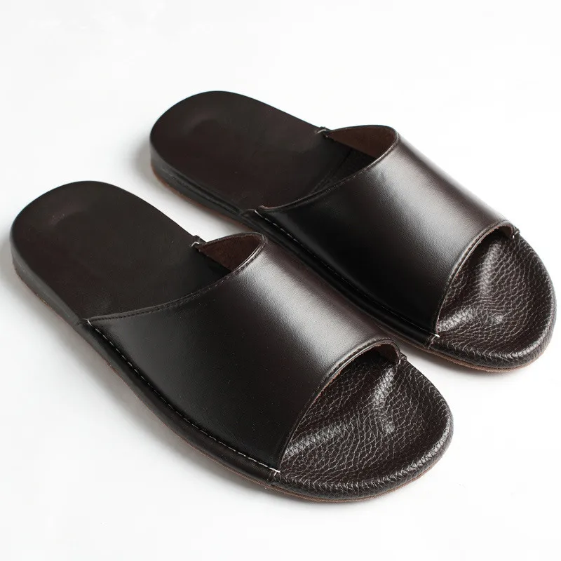 Pure Handmade Couple Sheepskin Slippers Genuine Leather Indoor Floor