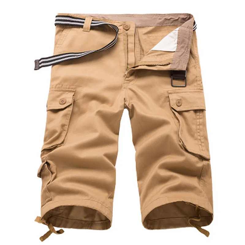 High quality 2019 Summer Cotton Cargo Knee Length loose overalls Multi-pocket bermuda masculina erkek short homme plus Size High quality 2019 Summer Cotton Cargo Knee Length loose overalls Multi-pocket bermuda masculina erkek short homme plus Size