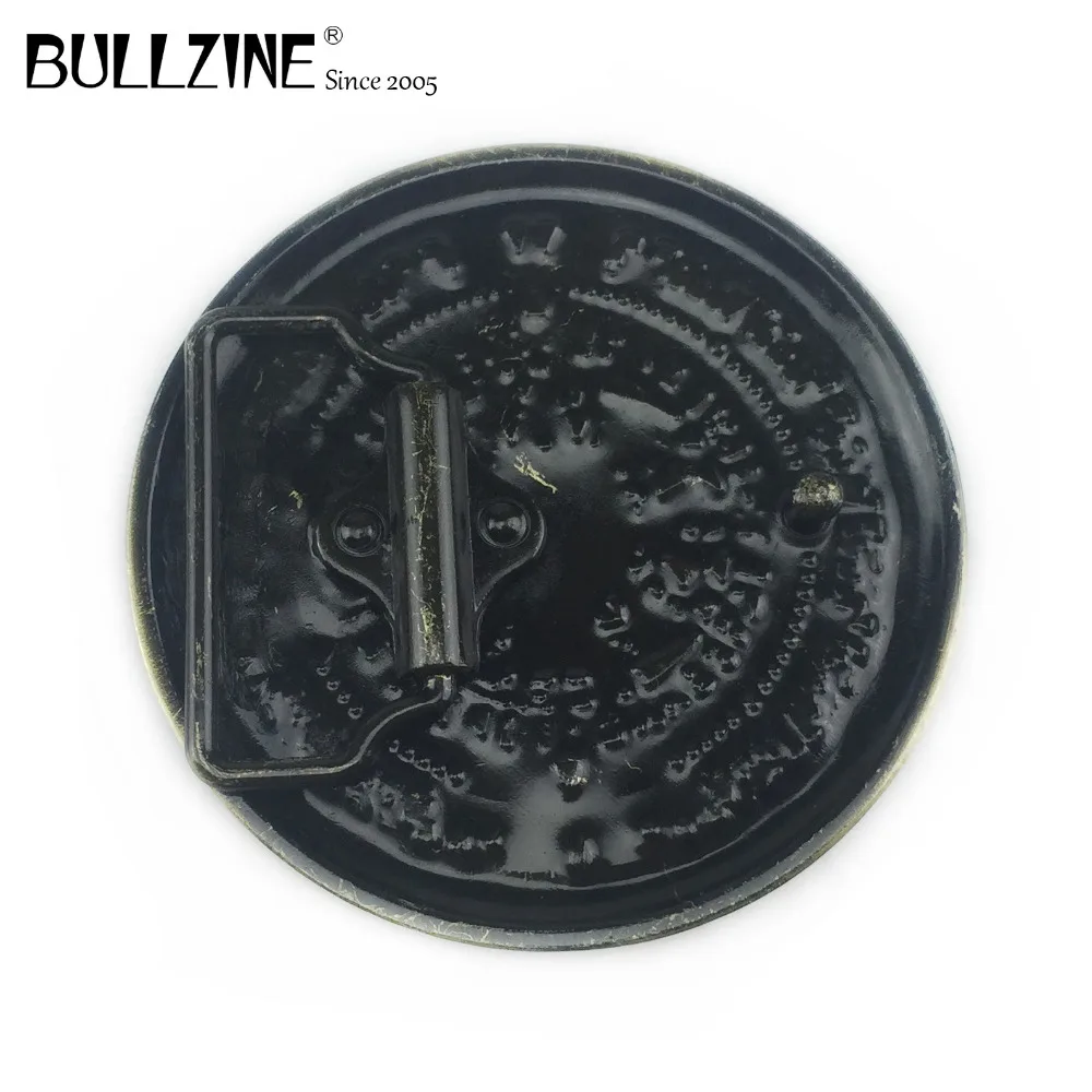 Круглая пряжка для ремня Bullzine Aztec с календарем античной латунной отделкой