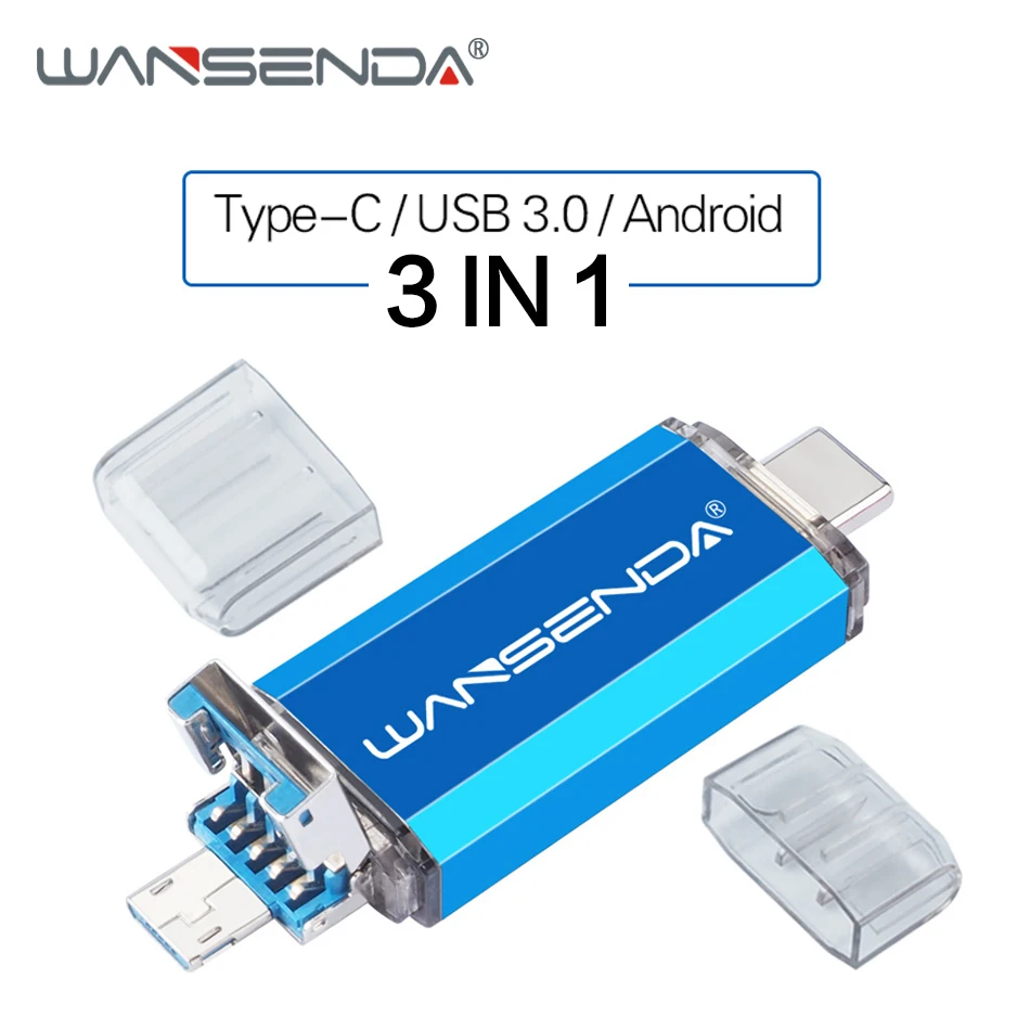 Новинка WANSENDA USB флеш-накопитель OTG флеш-накопитель 3 в 1 USB 3,0& type C& Micro USB Флешка 32 Гб 64 Гб 128 ГБ 256 ГБ 512 ГБ Флешка U диск