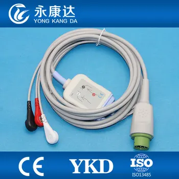 

Free Shipping 3-lead Siemens 10Pin ECG cable and leadwires with AHA Snap