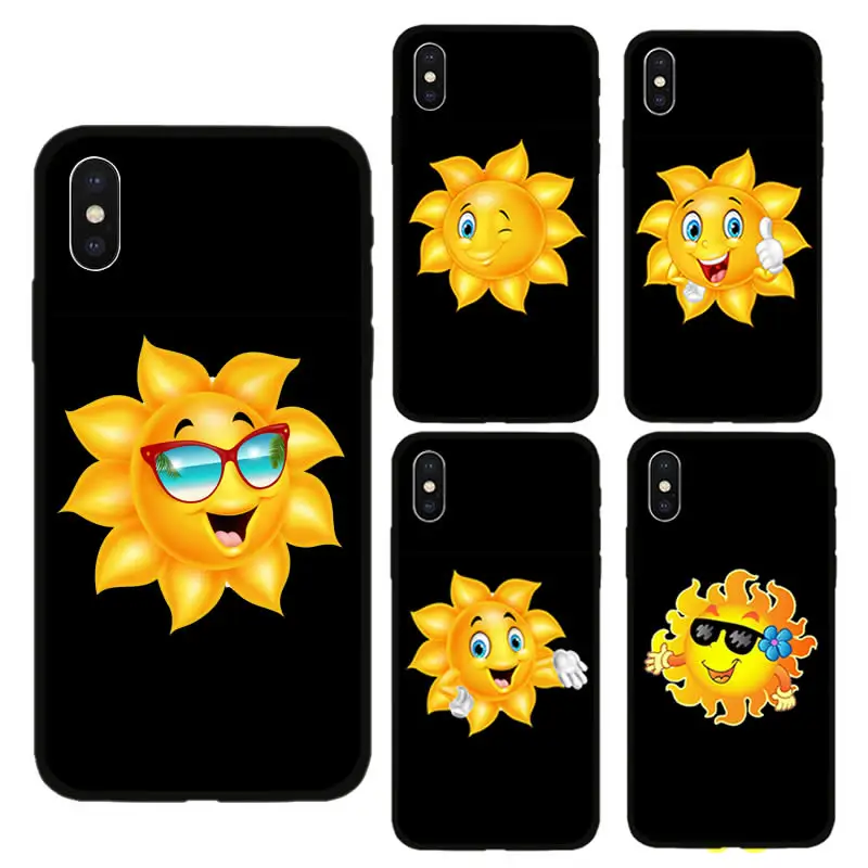 Черный мягкий чехол из ТПУ для Apple iPhone 7 8 Plus X Xs Max XR 5s 5 SE 6 6s смайлик телефона с
