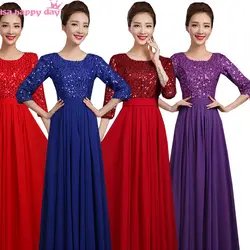 Красный Фиолетовый Пурпурный женское вечернее платье из шифона с блестками невесты платье для девочек нарядные платья 2019 для платья для