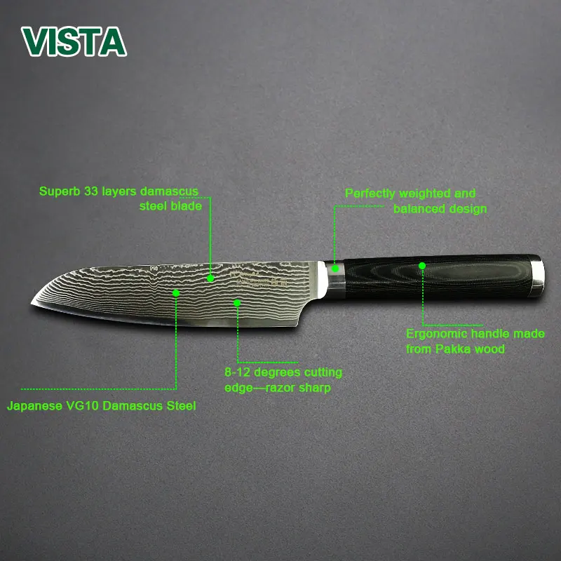 Дамасский кухонный нож 5 дюймов нож сантоку суши шеф 67 слой VG10 ядро лезвие японский Нержавеющая сталь Микарта деревянная ручка