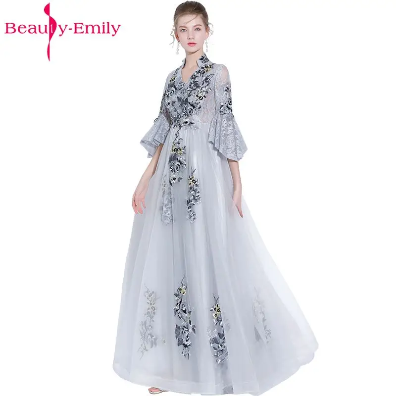 Beauty Emily New Banquet Prom Dress The Bride Simple Grey Lace Long Evening Party Dresses 2018 Robe De Soiree Beauty Emily New Banquet Prom Dress The Bride Simple Grey Lace Long Evening Party Dresses 2018 Robe De Soiree