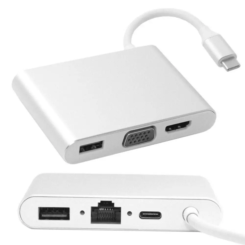 

USB-C USB 3.1 Type C to HDMI & VGA & USB HUB OTG & PD Charger Adapter for Laptop