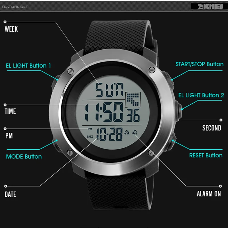 Cena Zegarek sportowy damski styl wodoodporny Sport led zegarki wojskowe męski damski zegarek cyfrowy kobieta zegar relogio feminino SKMEI