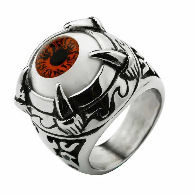 

Super Vivid Eye Ring 316L Stainless Steel Fashion Biker Punk Ring Acrylic Eye