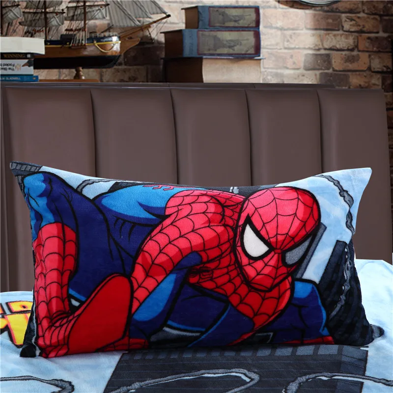 Наволочка с изображением кота для мальчиков и девочек, детская школьная односпальная кровать, наволочка, Детская флисовая подушка «Человек-паук»