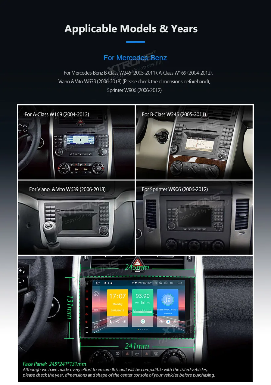 Clearance 9" Android 9.0 Pie OS Car Multimedia Navigation GPS Radio for Mercedes-Benz Viano/Vito W639 2006-2018 & A-Class W169 2004-2012 3