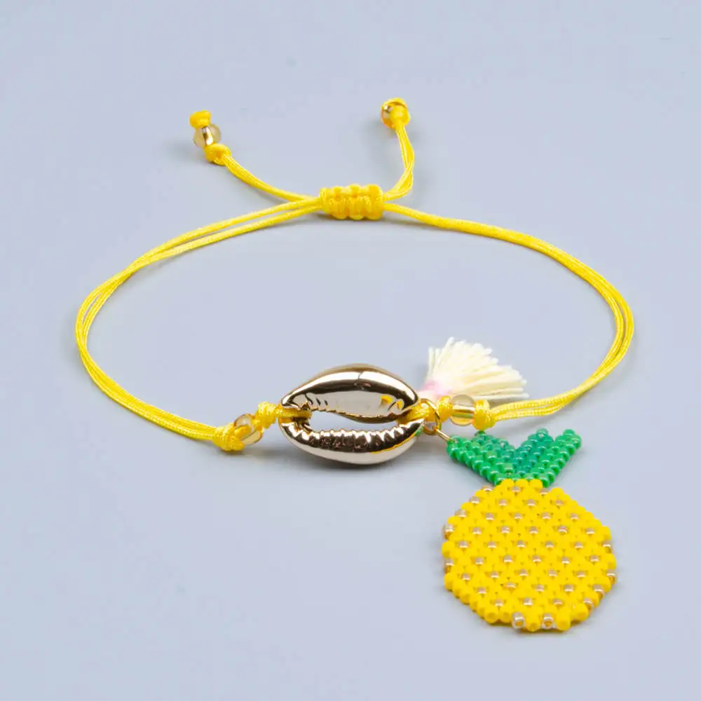 

Shinus 5pcs/lot Gold Shell Pulseras MIYUKI Boho Bracelet Pineapple Charm Bracelets Handmade Yellow Delicas Jewelry 2019 Women