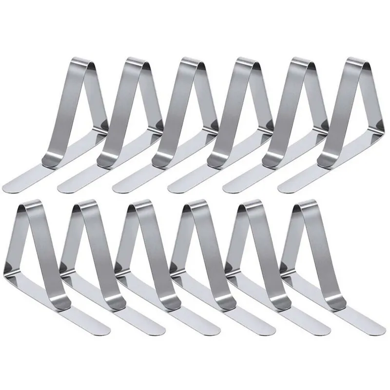 

12Pcs Desk Table Cloth Tablecloth Cover Clip Clamp Holder Party Stainless Steel