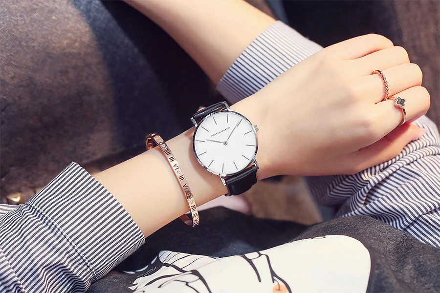 Дропшиппинг Япония Кварцевые простые женские модные часы белый кожаный ремешок женские наручные часы брендовые водонепроницаемые наручные часы 36 мм
