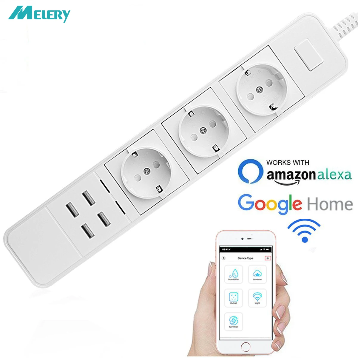 

Smart Wifi Power Strip Surge Protector Multiple Power Sockets with USB Port Voice Control for Amazon Echo Alexa's Google Home
