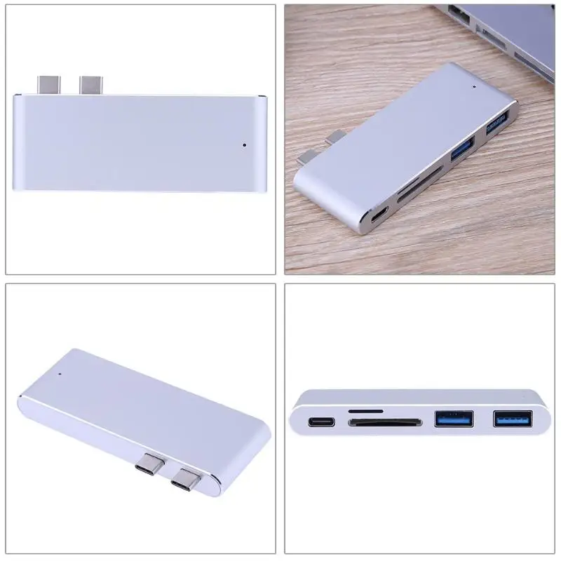 Двойной тип-c USB 3,1 концентратор Combo SD/TF кард-ридер адаптер для Macbook Pro