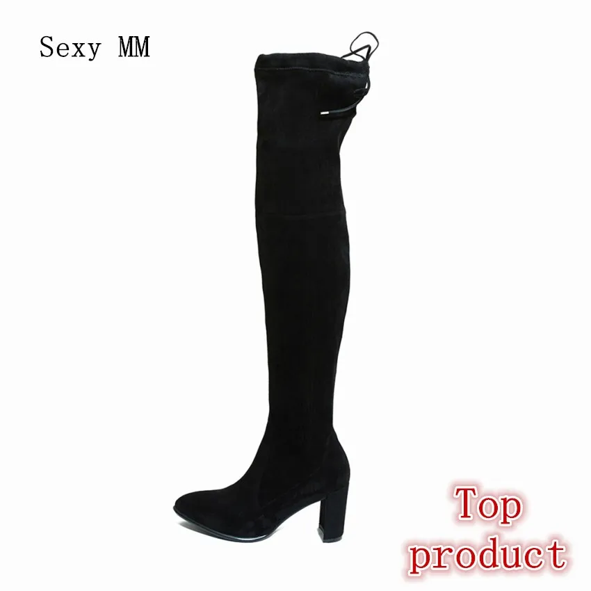 

Spring Autumn High Heel Women Over the Knee Boots Stretch Woman Thigh High Boots Genuine Leather Plus Size 34 - 40 41 42 43