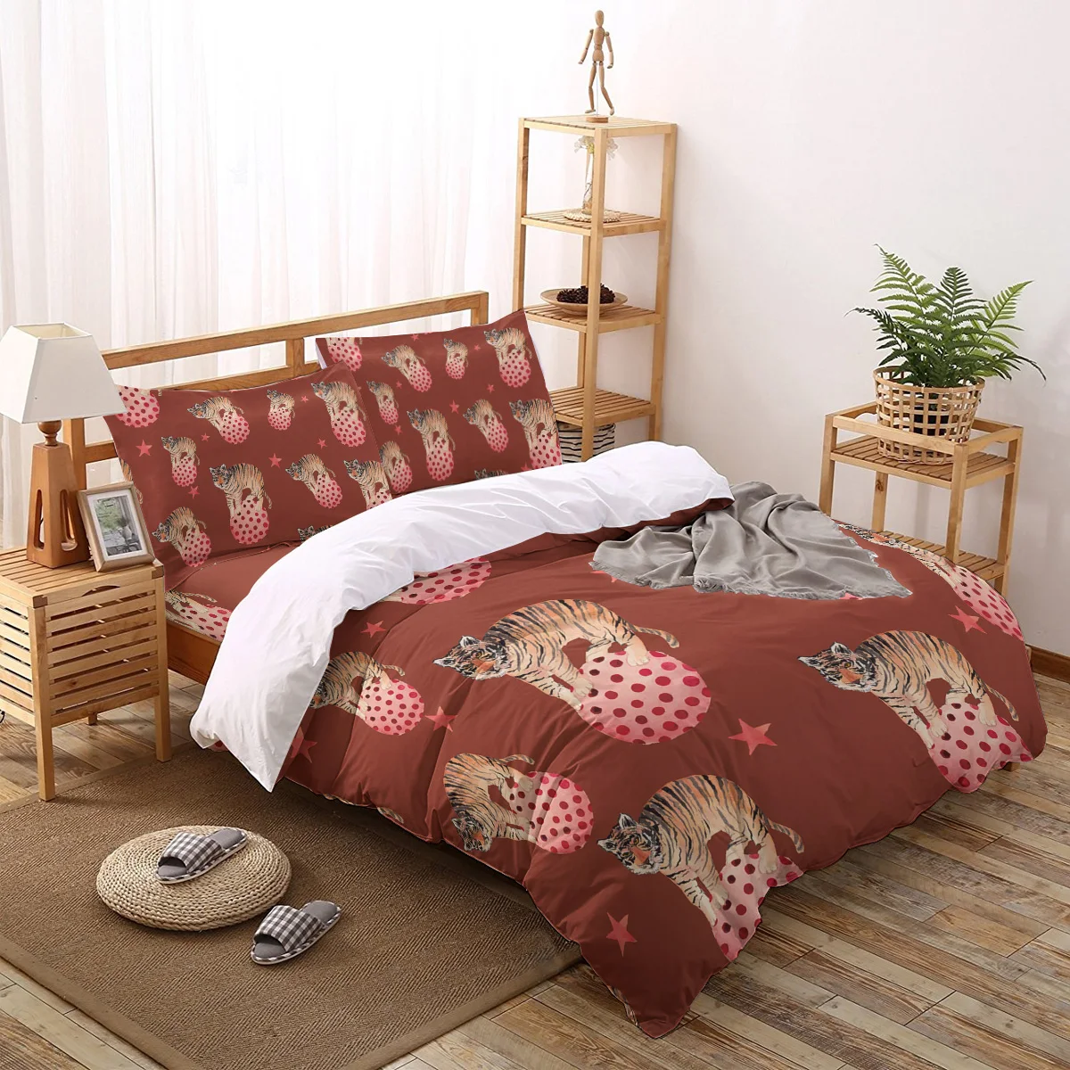 السيرك النمر 4 قطعة طقم سرير الحديثة حاف مجموعة غطاء ديكور غرفة نوم