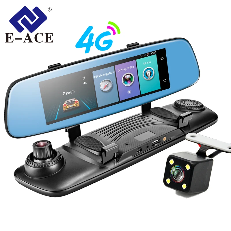 

E-ACE 4G Car DVR 7.86 Inch Touch Mirror Video Recorder ADAS LDWS Android 5.1 GPS Navigation With Dual Camara Lens Auto Dashcam