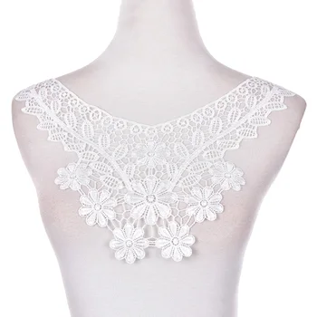 

Women Lace Neckline Applique Sewing Craft White Floral Lace Collar Fabric Trim DIY Embroidery