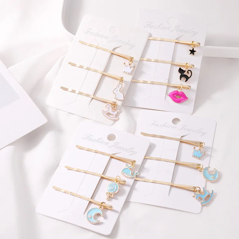 

Xugar Hair Accessories 3pcs/Set New Sweet Women Girls Hairpins Starry Sky Fruit Geometric Alloy Barrettes Hair Clips Hairdress