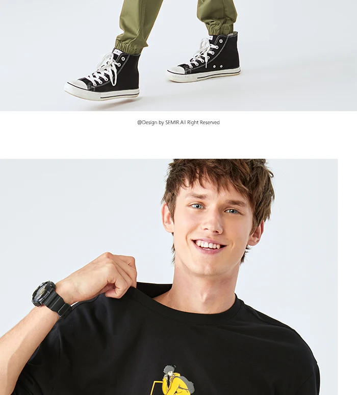 SEMIR футболка мужская с длинным рукавом Осенняя новая футболка с круглым вырезом Молодежная хлопковая Приталенная футболка хип-хоп Корейская версия
