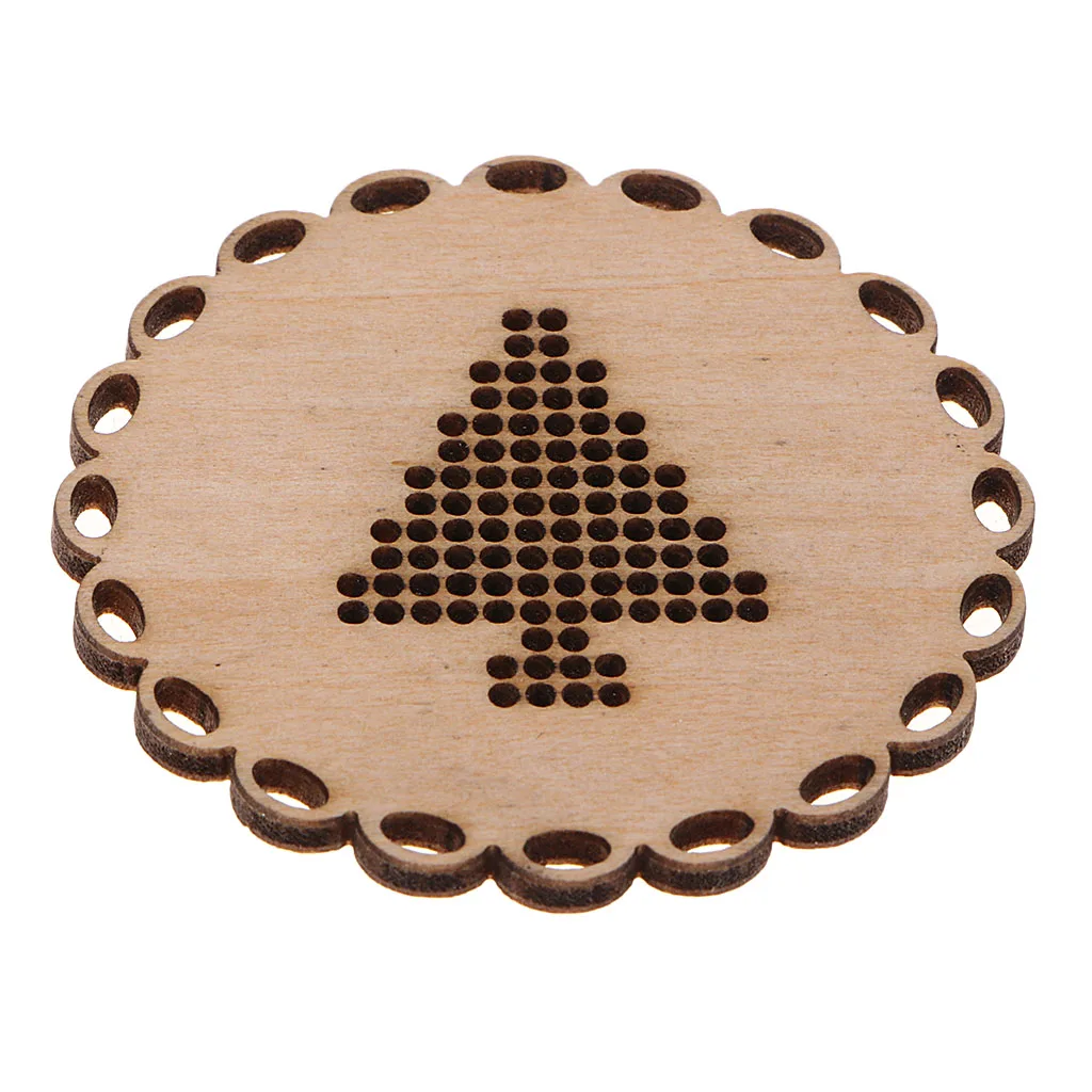 Wood Crafts Small Blank Pendant Charms for Counted Cross Stitch Kit, 3 Assorted Shapes, 5.5cm/5cm