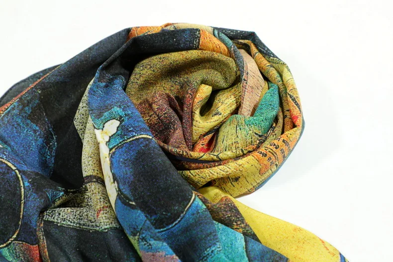 46 дизайнов Ван Гог Картина маслом шелковый шарф женский и мужской шарф натуральный шелк шарфы женские роскошные брендовые Дизайнерские шарфы