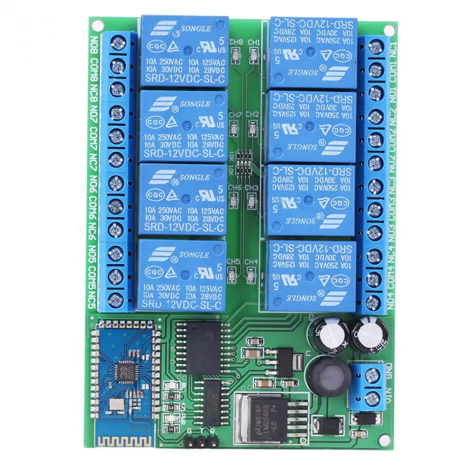 

12V 8-Channel Bluetooth Relay Module Remote Control Switch Board for Android Accessories