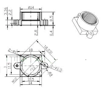 10 шт./партия, пластиковый держатель для объектива M12x0.5mm мм, 18 мм, винтовое расстояние, высота 8,3 мм