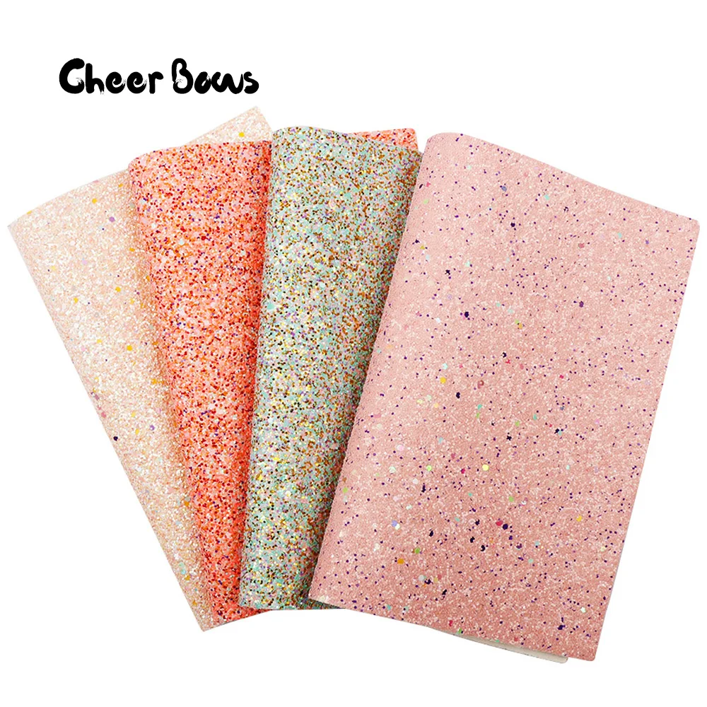 

Glitter Synthetic Leather Fabric Candy Chunky Sheet For DIY Hair Bows Making Patchwork Crafts Home Decorative Materials 22*30CM