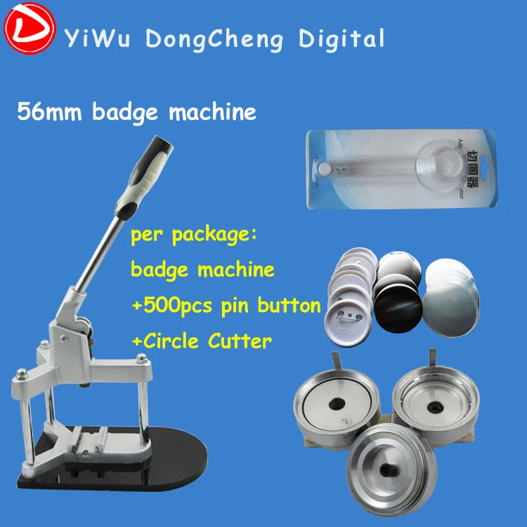 

Free Shipping 2.1/5"(56mm) Badge Machine with 500set Button +Circle Cutter Interchangeable Moulds and Badge Maker Button Machine