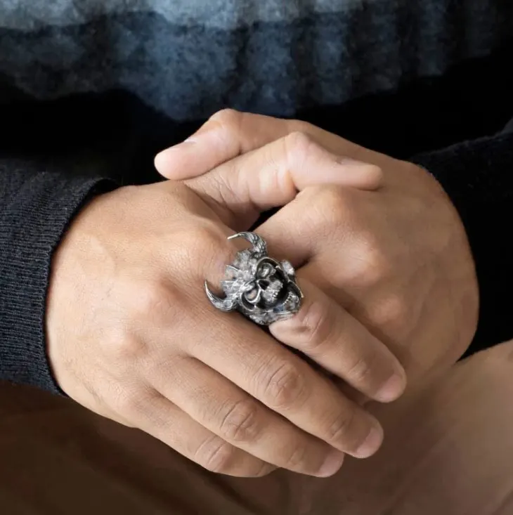 

New punk style Titanium Steel Retro Gladiator Skull Rings Mens God of War Biker Personality ring Jewelry Dropshipping