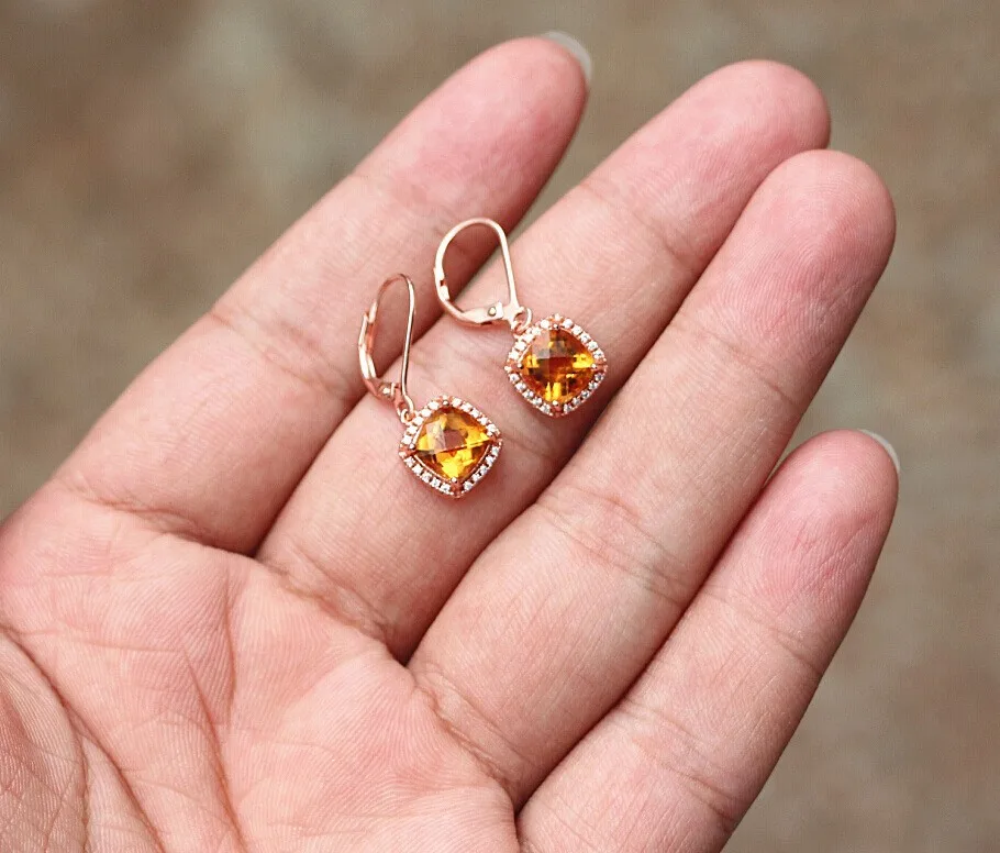 crystal gold yellow crystal earrings for women 925  sterling silver