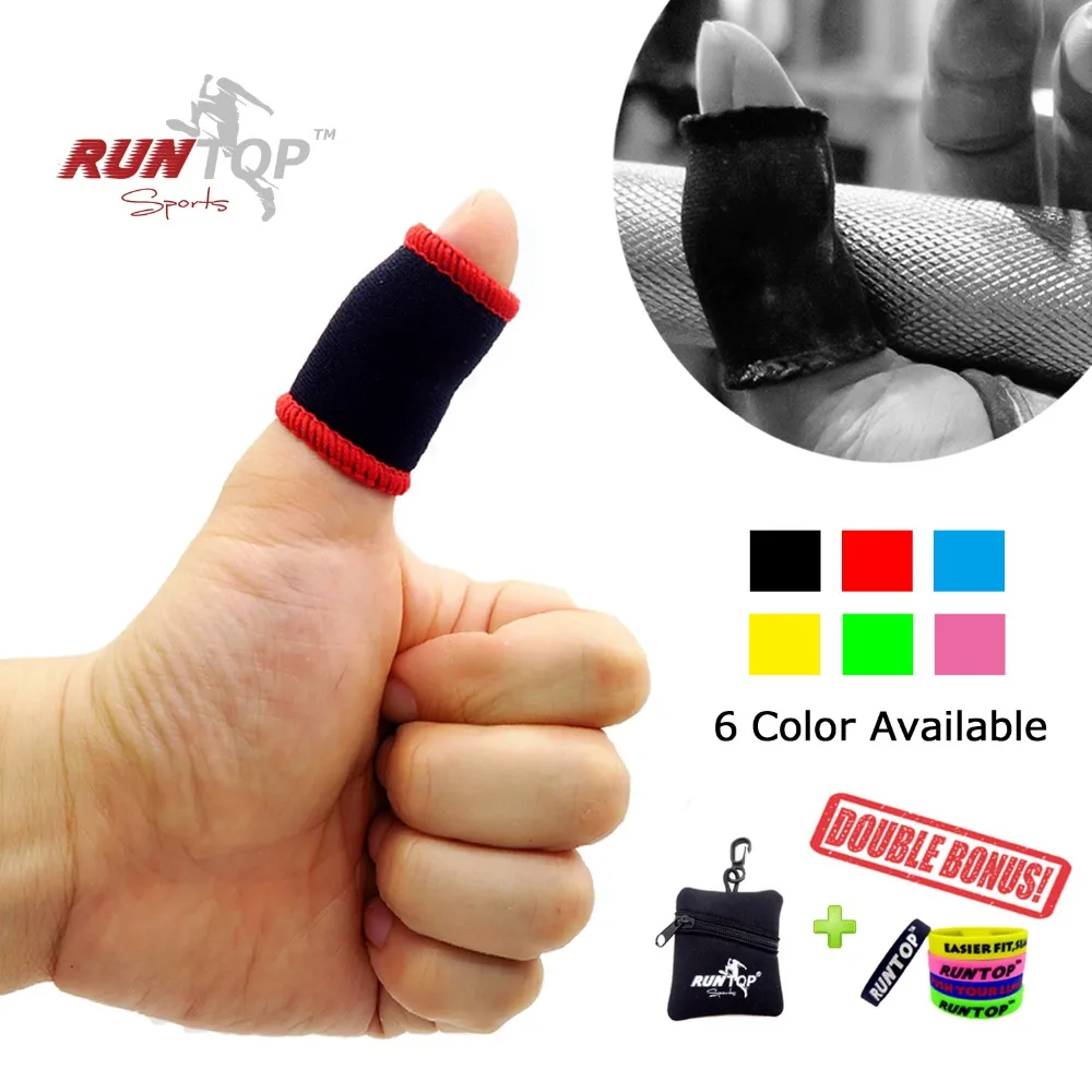 

RUNTOP Finger Thumb Sleeves Hook Grip Protection for Weightlifting Powerlifting Crossfit Training WODs Prevent Tear Rips Blister