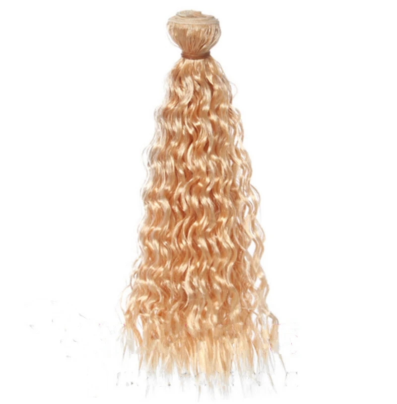 nude 1 шт. 25 см* 1 м кукла парики DIY кукольные волосы девственные индийские волнистые парики золотой, коричневый, красный Цвет волос для 1/3 1/4 1/6 BJD кукла - Цвет: nude