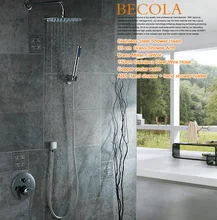 Ensemble de robinets de douche avec douchette à main, Design de marque de luxe, rond en acier inoxydable de 8-10-12-16 pouces