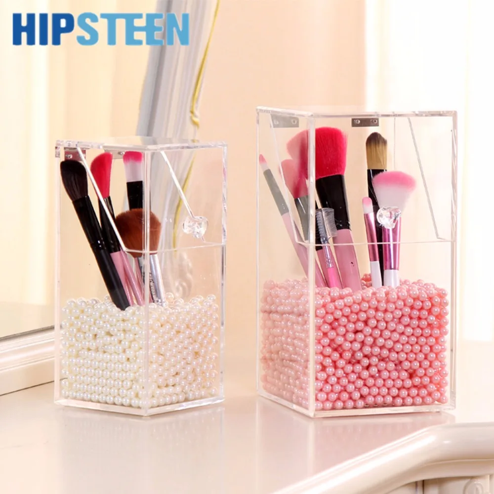 HIPSTEEN Clear Acrylic Makeup Holder Pen Organizer DIY Brushes Holder