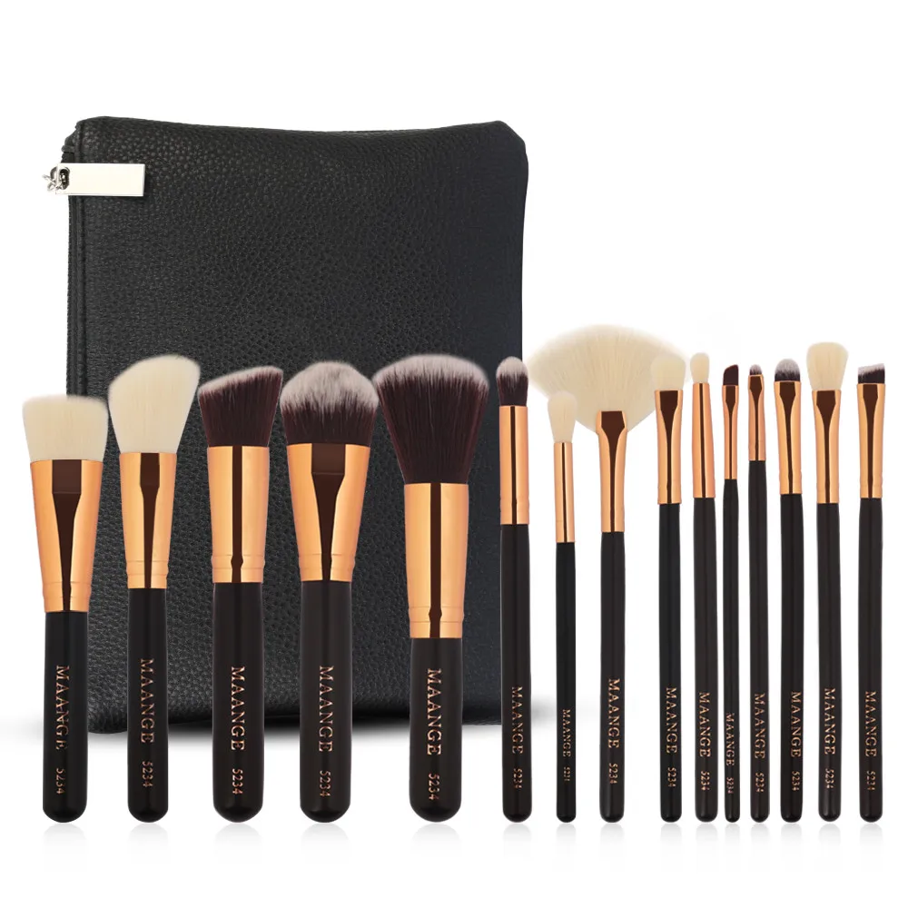 

MAANGE 15 pcs Makeup Brushes Set tools Make-up Toiletry Kit Wool Make Up Brush Set Make up Brushes Sets pinceaux maquillage