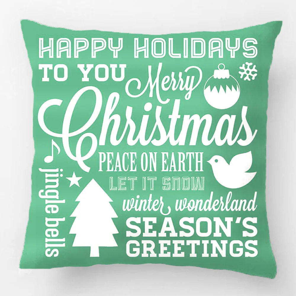 

Blue And Green Christmas Subway Art Throw Pillow Case Decorative Cushion Cover Pillowcase Customize Gift By Lvsure For Sofa Seat